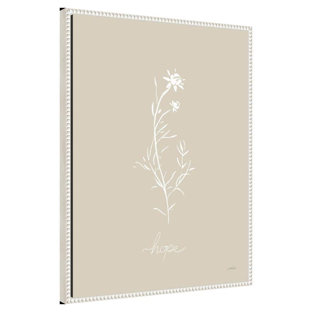Beige and White Botanical Canvas Print with Beaded Frame