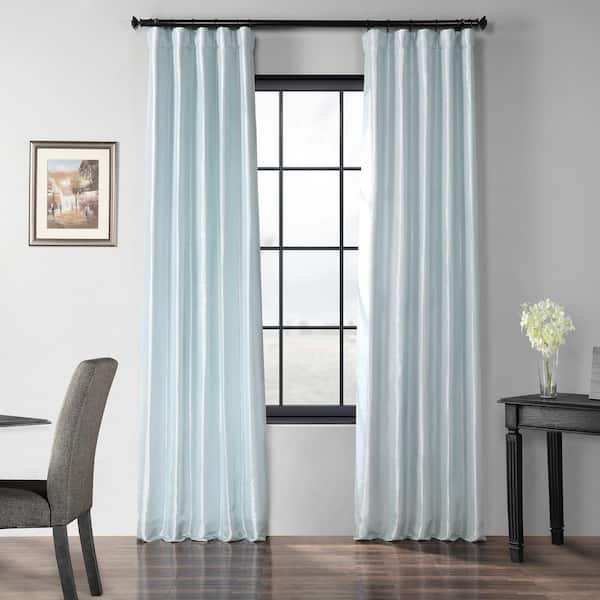 Exclusive Fabrics & Furnishings Blue Moon Blackout Faux Silk Taffeta Curtain - 50 in. W x 84 in. L
