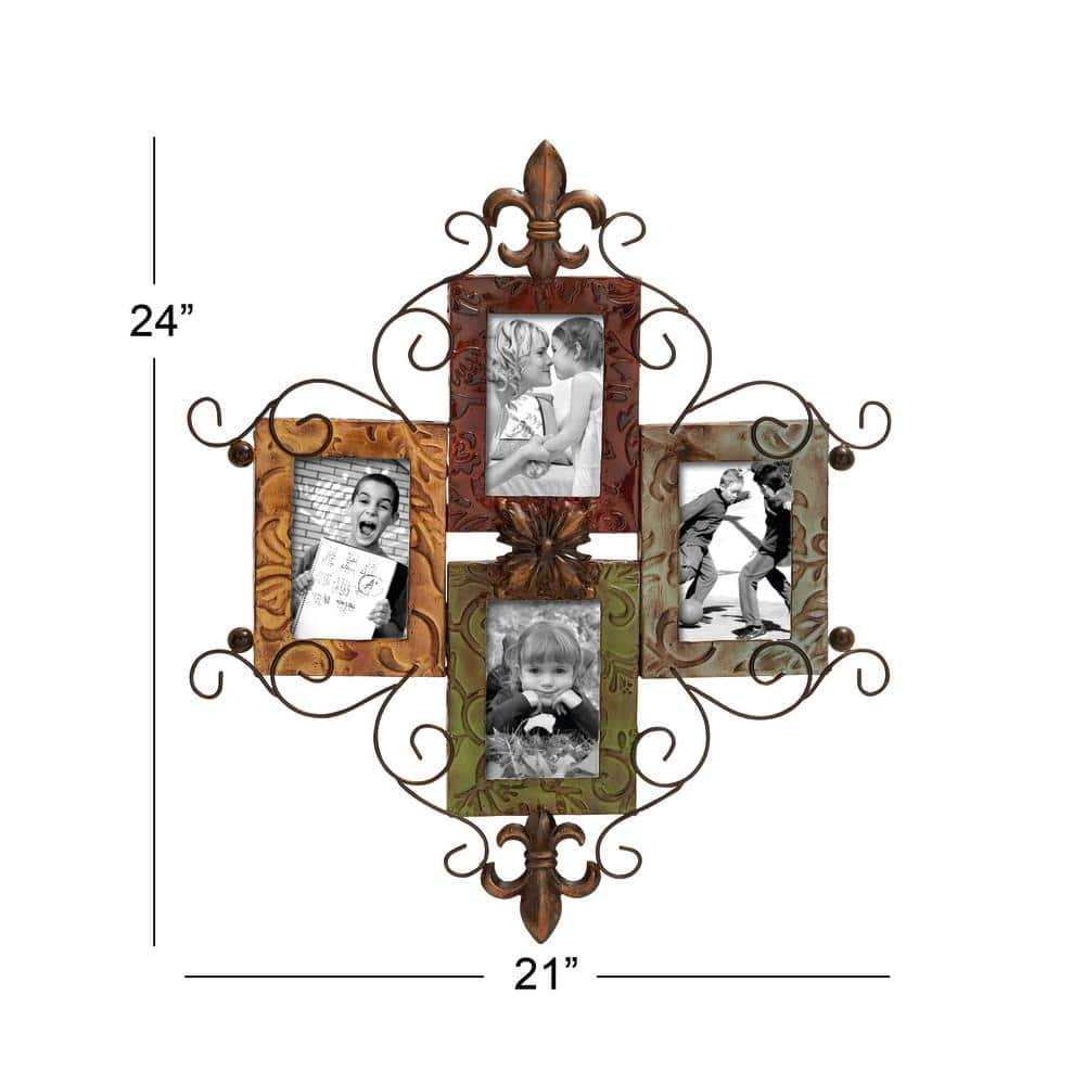 Multi-Colored Iron Scroll Wall Photo Frame with Floral Motif