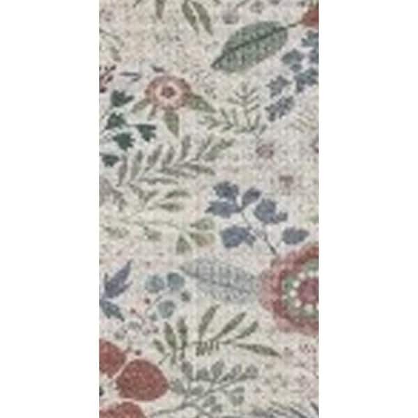8 ft. Cream Floral Washable Runner Rug