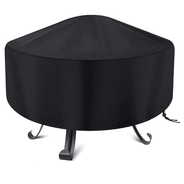Misopily Outdoor Round Fire Pit Cover Waterproof 22-32 in. Full Coverage Fire Pit Cover Dustproof Anti UV and Tear Resistant