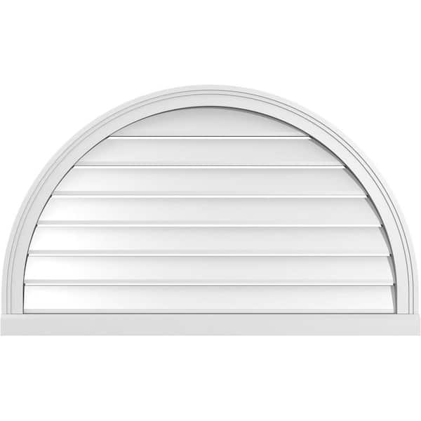 Ekena Millwork 40 in. x 24 in. Round Top White PVC Paintable Gable Louver Vent Functional