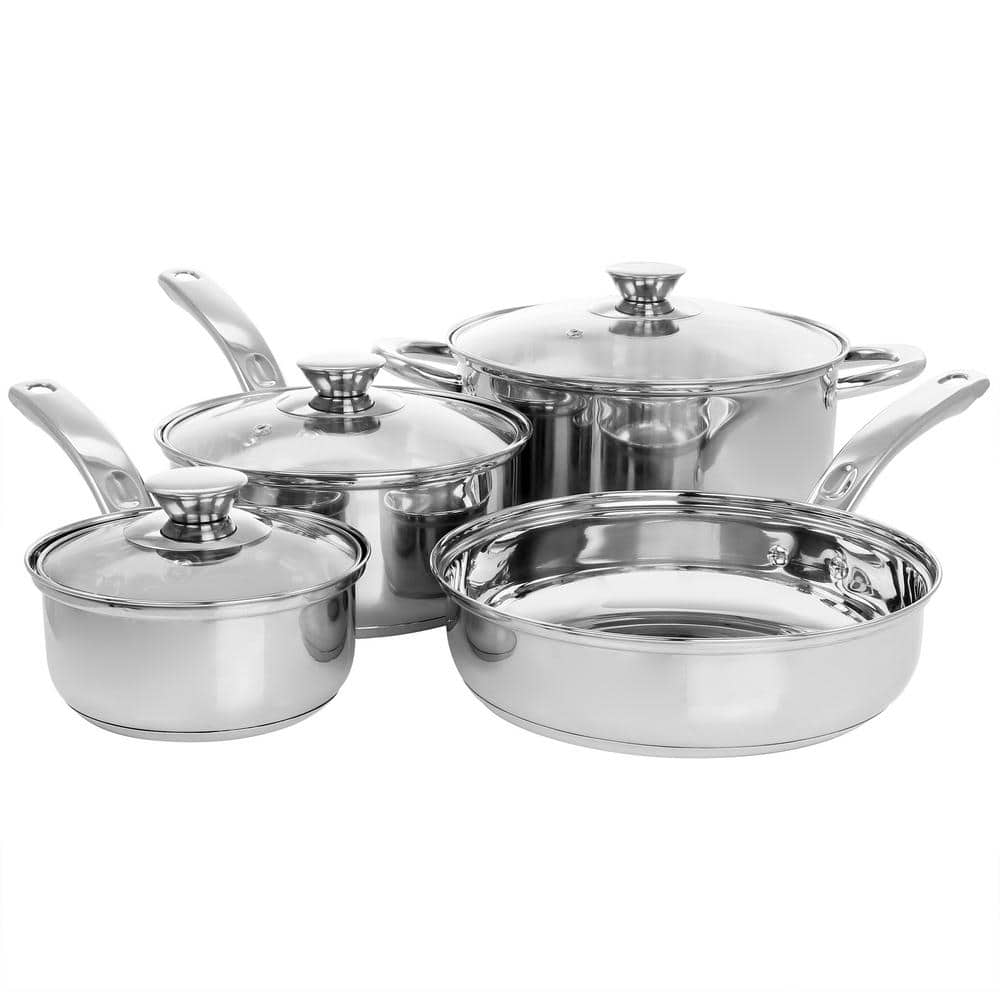 Gibson Home 5-Piece Mirror Polish Stainless Steel Cookware Set, Silver