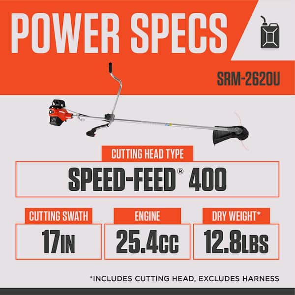 25.4 cc Gas 2-Stroke X Series Pro U-Handle 59 in. String Trimmer/Brushcutter with Quick Reload Speed-Feed Bump Head