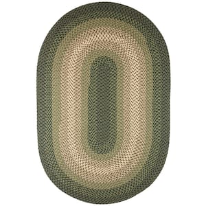 Pioneer Green Multi 10 ft. x 13 ft. Oval Indoor/Outdoor Braided Area Rug