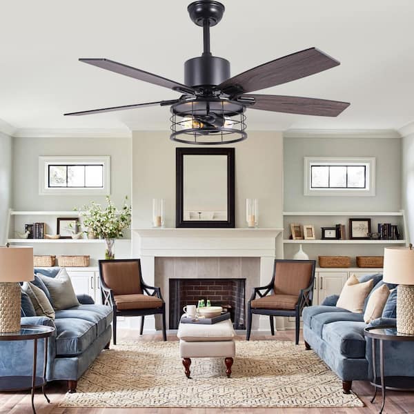 Bella Depot Koyah 46 in. Indoor Black Caged Ceiling Fan with Light