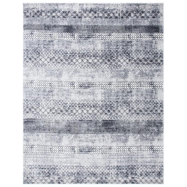 SAFAVIEH Amelia Gray/Ivory 9 ft. x 12 ft. Geometric Distressed Area Rug