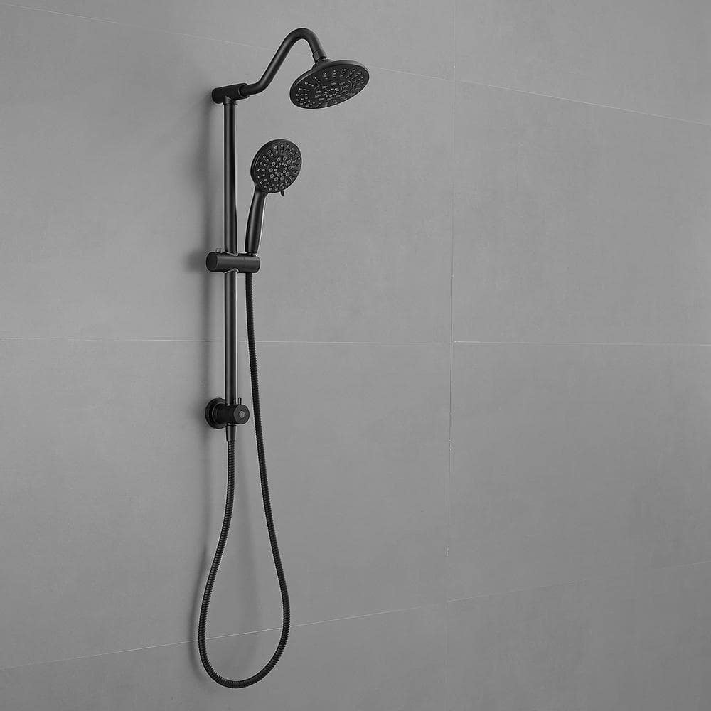 Matte Black Wall Mounted Dual Shower Head with Stainless Steel Hose