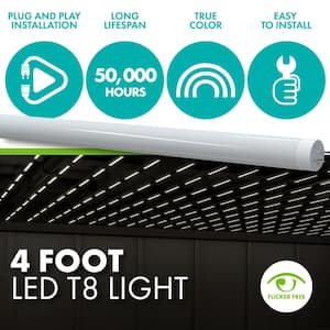 14-Watt/32-Watt Equivalent 4 ft. Linear T8 Type A LED Tube Light Bulb, Cool White Light 4000K, 25-pack