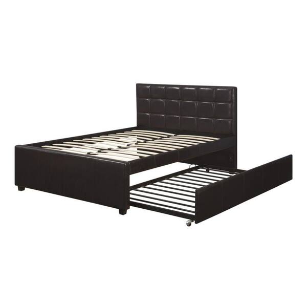 Benjara Entralling Espresso Brown Faux Leather and Hardwood Twin Daybed ...
