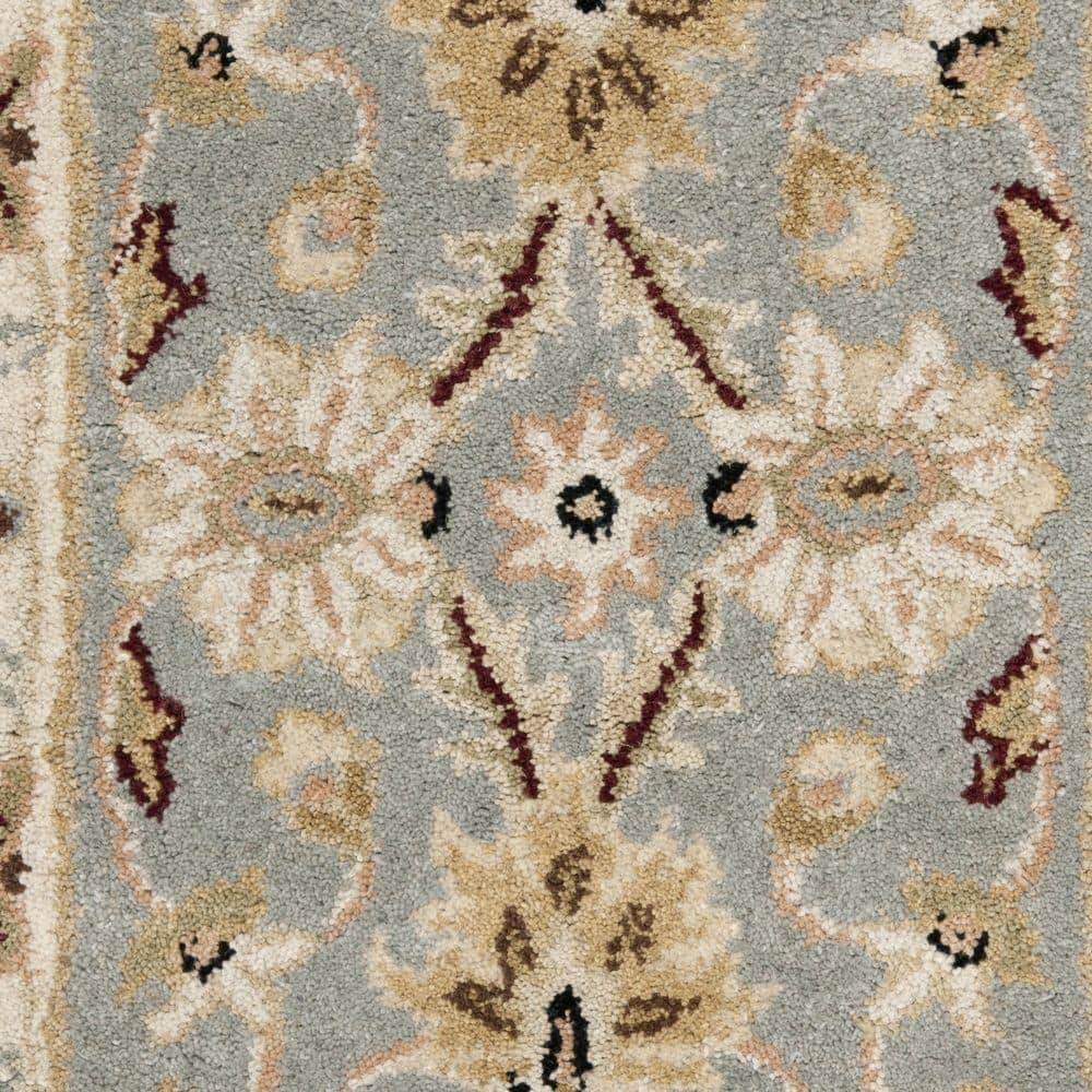 Elegant Light Blue & Ivory Wool Traditional Tufted Runner Rug, 2'3" x 4'