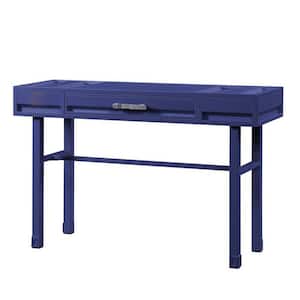 47 in. Rectangular Blue Wood 1 Drawers Writing Desk with Metal Frame