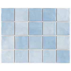 Noronha Agua Blue 3 in x 3 in. Glossy Ceramic Stone Look Mosaic Tile (17.11 sq. ft./Case)