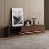 FUFU&GAGA Brown Wooden Grain TV Stand Entertainment Center Fits TV's up to 90 in, with 2-Open Shelf and 2-Drawer L-THD-520024-01