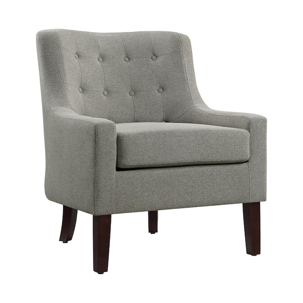 Lazzara Helena Brown Textured Fabric Upholstery Button-Tufted Back Accent Chair