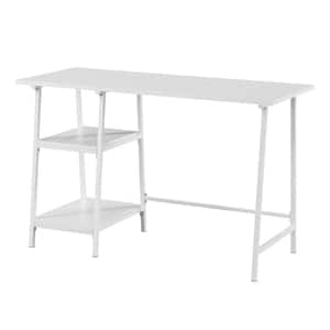 Designs2Go 47 in. Rectangle White Particle Board Writing Desk with Metal Trestle Frame