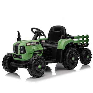 12-Volt Battery Powered Electric Tractor Toy with Remote Control, Electric Car for Kids in Emerald