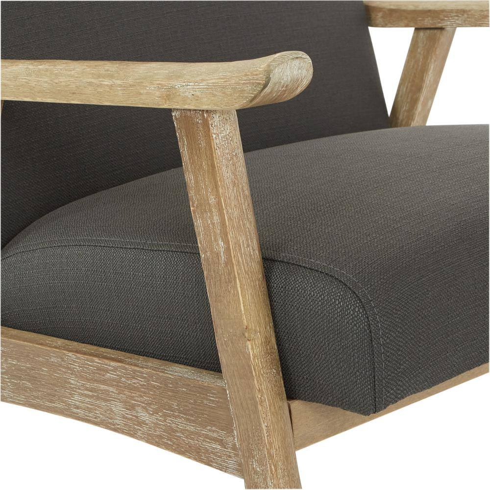 Gray Solid Wood Mid-Century Modern Armchair
