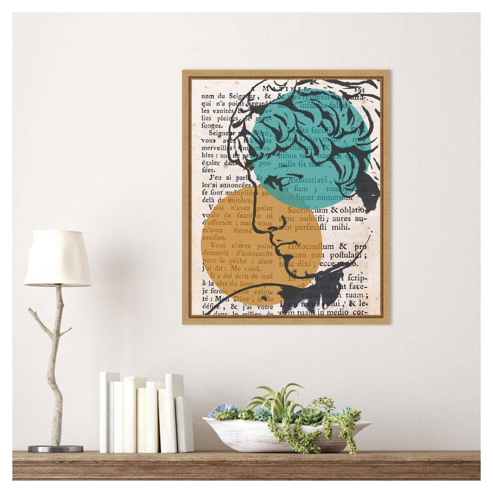 16"x20" Teal and Orange Geometric Framed Canvas Wall Art
