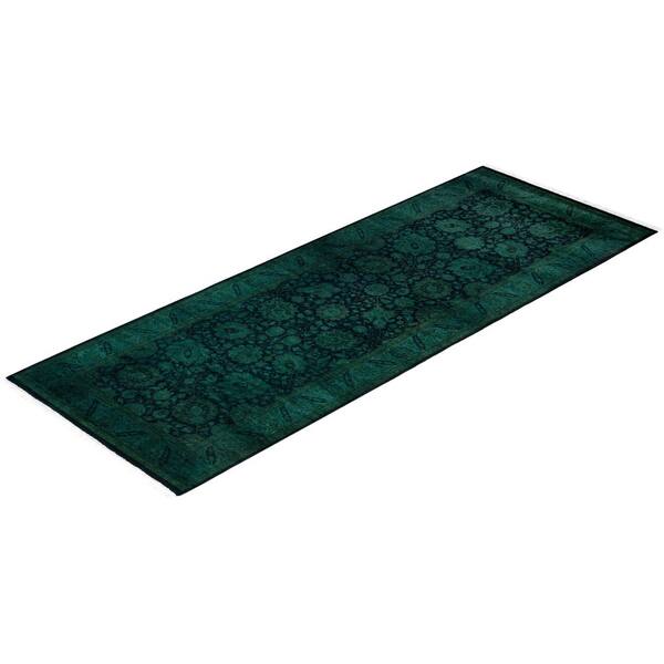Overdyed Black 3 x 8 Solid Wool Indoor Runner Rug