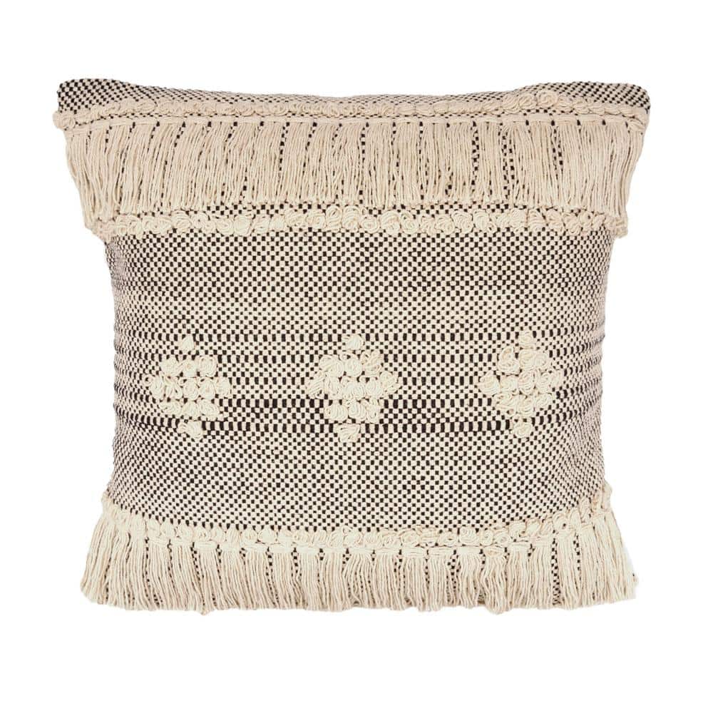 Eleanor Black / Off-White 20 in. x 20 in. Indoor Throw Pillow