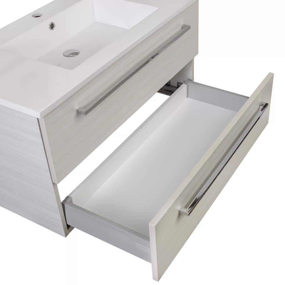 White Chocolate 30" Wall-Mount Single Sink Vanity with Marble Top