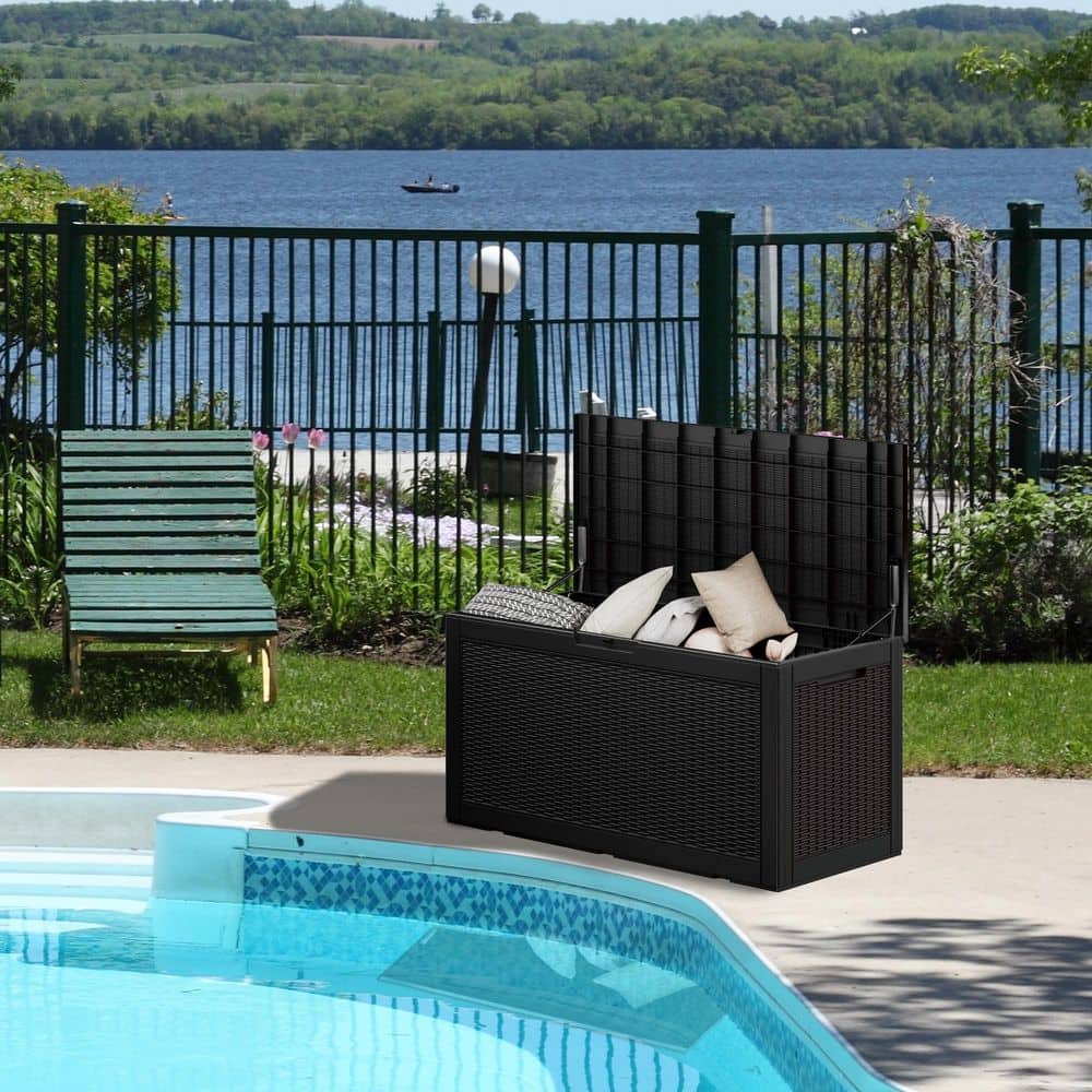 100 Gallon Gray Lockable Plastic Deck Box