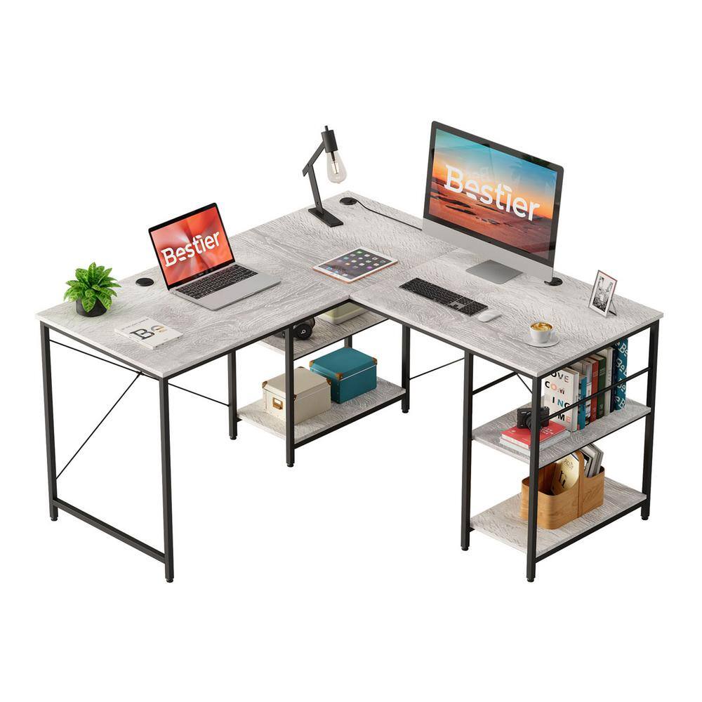 Bestier 55.1 In. Light Grey Oak L-Shaped Computer Desk D464Y-RGOL - The ...