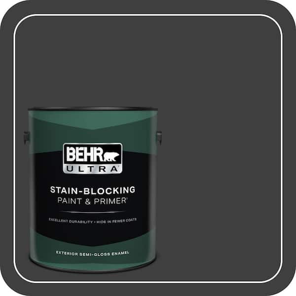 BEHR ULTRA 1 gal. Black Semi-Gloss Enamel Exterior Paint & Primer