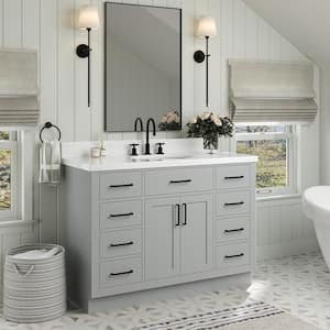 Hepburn 48 in. W x 22 in. D x 36 in. H Single Sink Freestanding Bath Vanity in Grey with Carrara Qt. Top