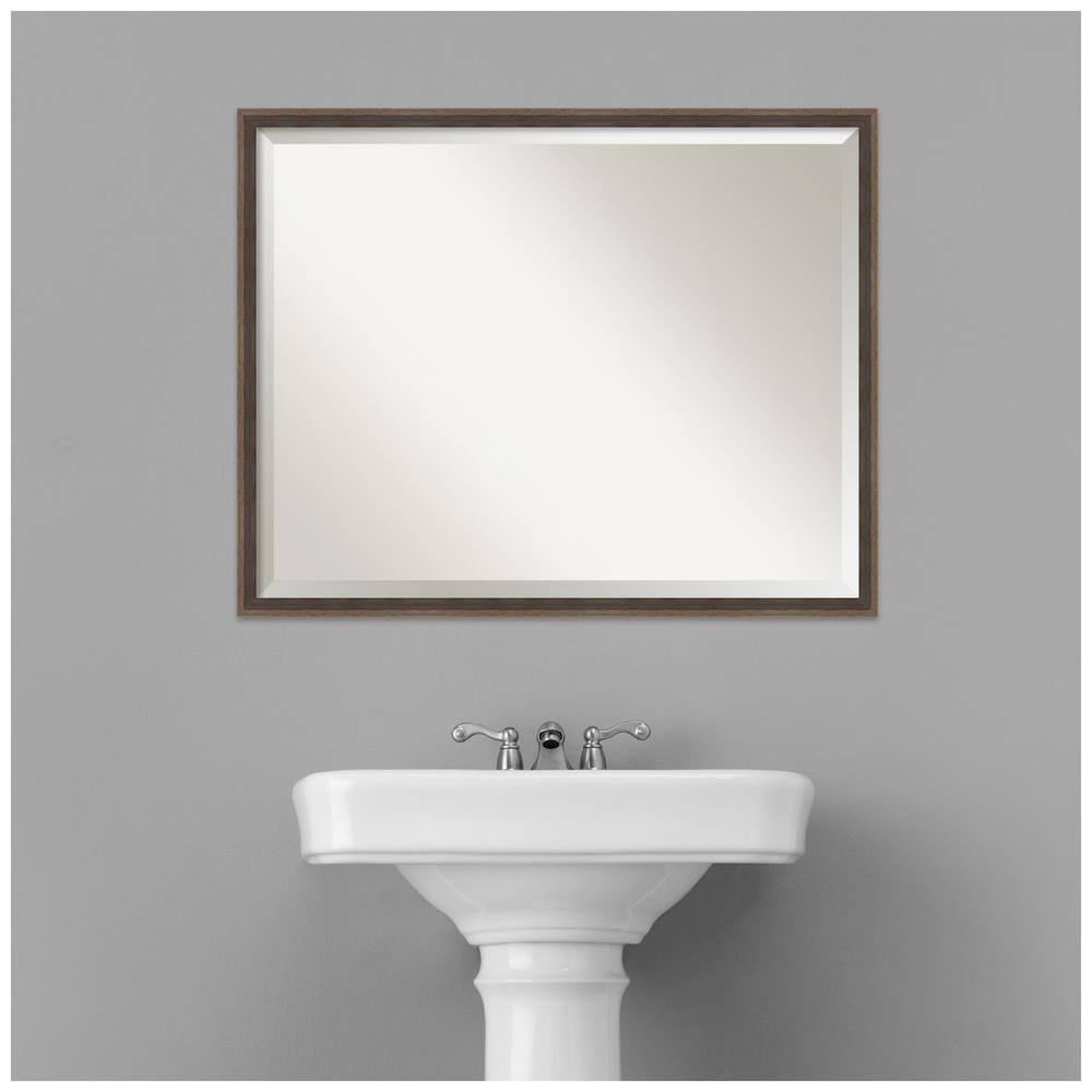 Mocha Brown Hardwood Rectangular Bathroom Vanity Mirror