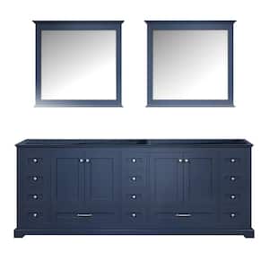 Dukes 84 in. W x 22 in. D Navy Blue Double Bath Vanity without Top and 34 in. Mirrors