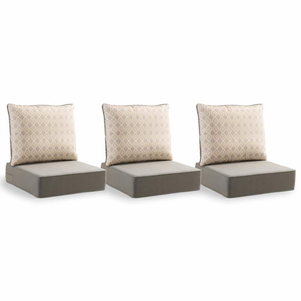 Duraolex 22in. W x 24in. D x 6in. Thick 6-Piece Deep Seating Outdoor Lounge Chair Olefin Cushion, Gray/Diamond Geo price history on PriceWatchPro