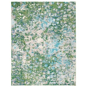 Madison Green/Turquoise 10 ft. x 14 ft. Geometric Abstract Area Rug
