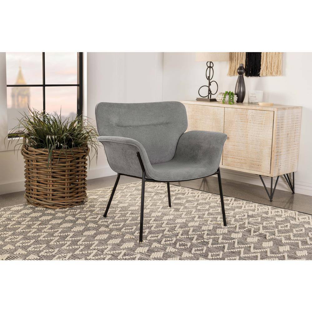Ash Grey Mid-Century Modern Metal Accent Chair