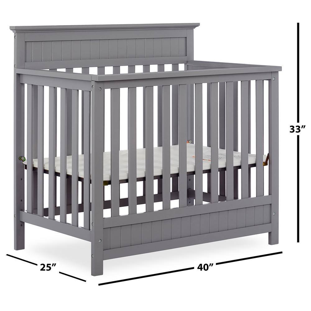 Steel Grey Pinewood 4-in-1 Convertible Mini Crib