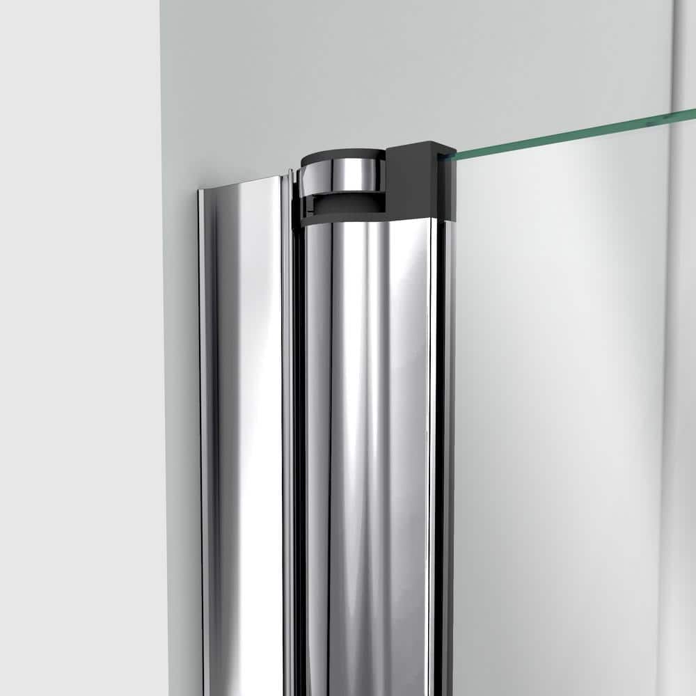 Chrome Frameless Hinged Shower Door with Clear Glass