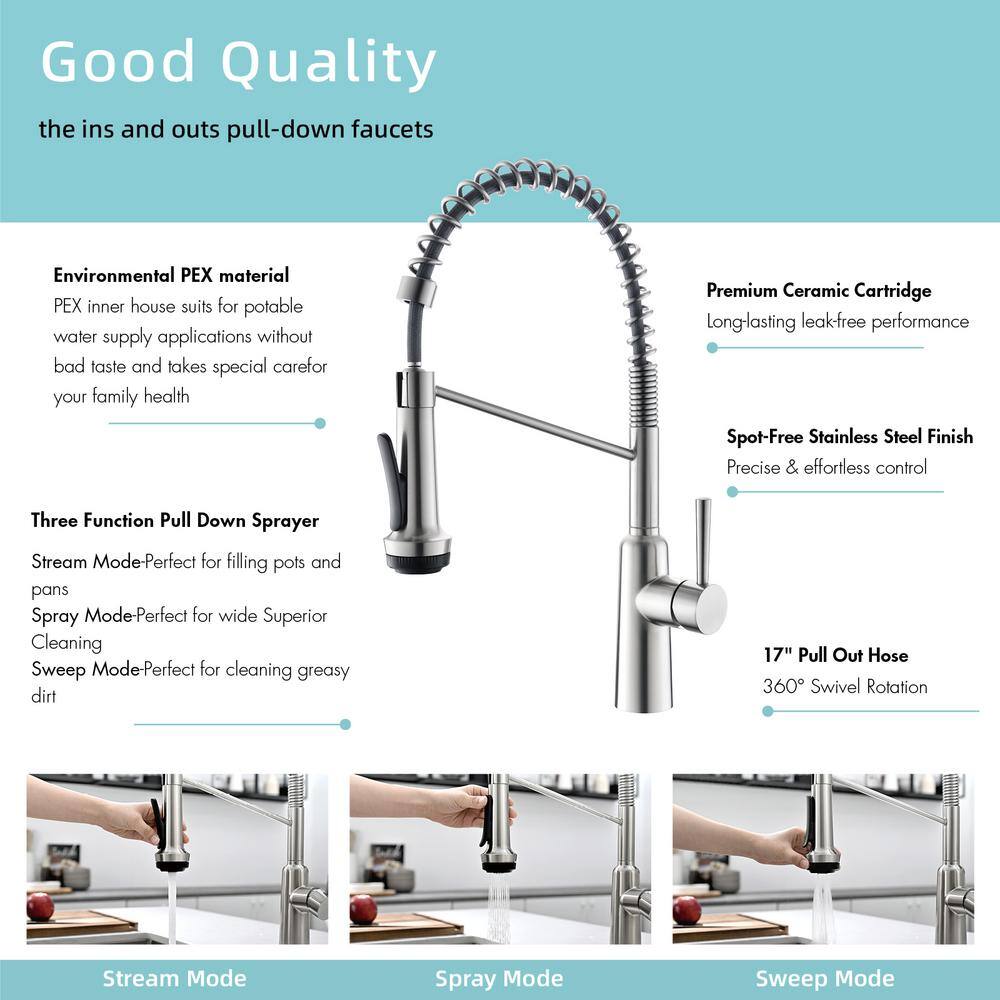 Akicon AK-U3019WSF 28'' L Undermount Single Bowl Stainless Steel Kitchen Sink