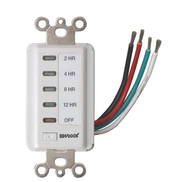 Woods 2-4-8-12 Hour In-Wall Digital Timer Switch, White 59014WD - The Home Depot