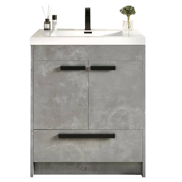 Lugano 24 in. Single Sink Concrete Gray Bath Vanity with White Acrylic Top (Assembled)