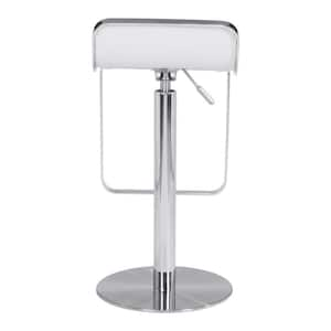 26.5 in. White Backless Metal Bar Chair with Upholstery Seat