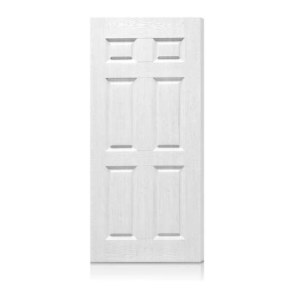 32 in. x 84 in. White Texture 6-Panel Hollow Core Composite Interior Door Slab