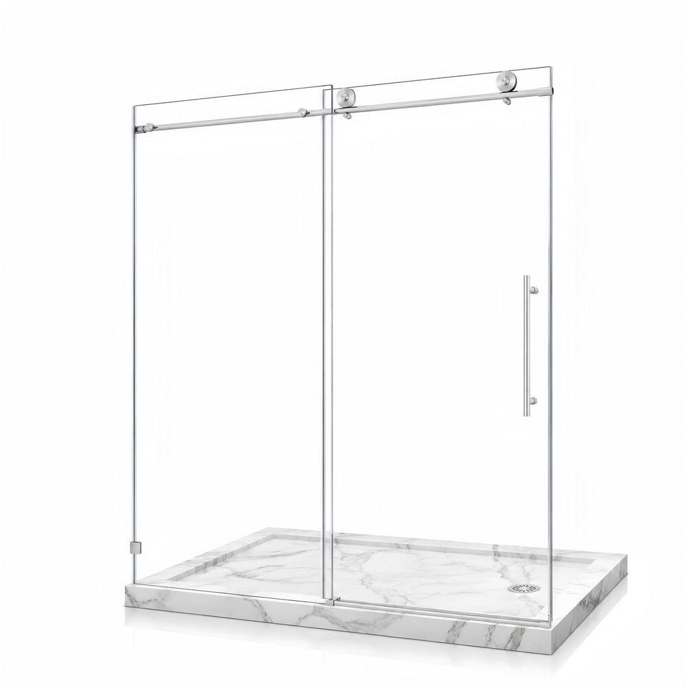 48 in. L x 32 in. W x 76 in. H 2 Pieces Alcove Shower Kit with Sliding Frameless Shower Door and Shower Base price history on PriceWatchPro