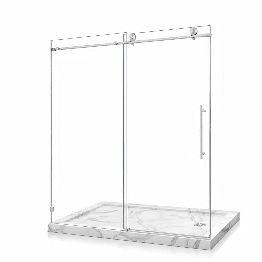 48 in. L x 34 in. W x 76 in. H 2 Pieces Alcove Shower Kit with Sliding Frameless Shower Door and Shower Base price history on PriceWatchPro