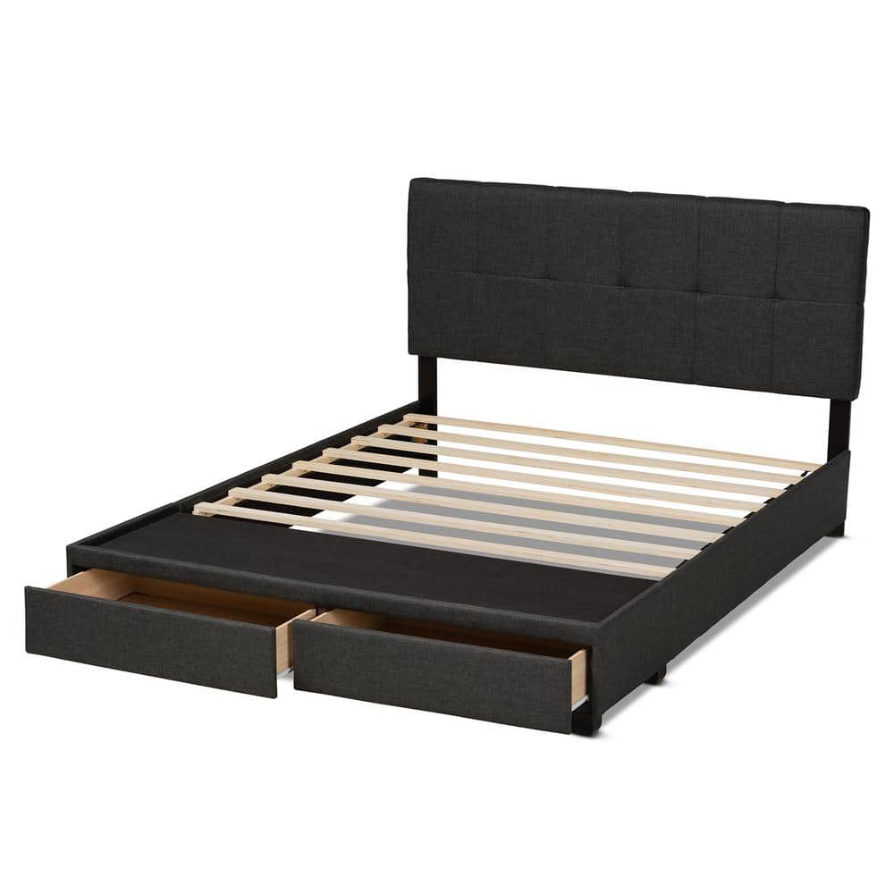 Modern Elegance Charcoal Grey King Upholstered Storage Bed with Tufted Headboard