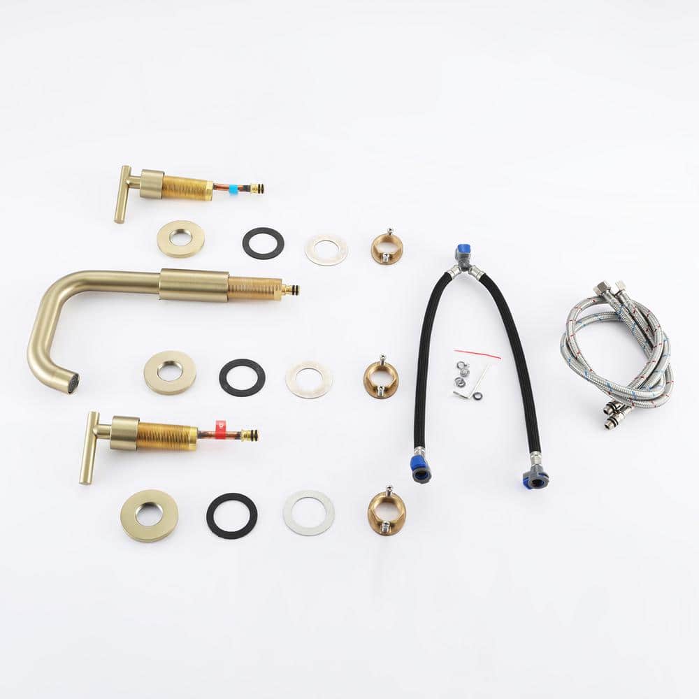Brushed Gold Solid Brass Widespread Bathroom Faucet