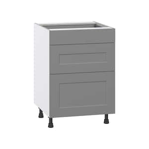 Bristol Painted Slate Gray Shaker Assembled Base Kitchen Cabinet with 3 Drawers (24 in. W x 34.5 in. H x 24 in. D)