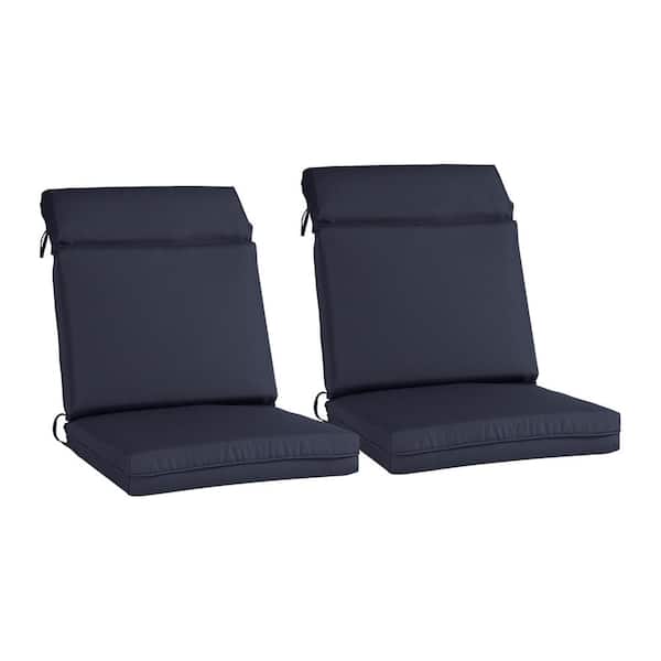 Aoodor 21 in. x 20 in. Outdoor High Back Dining Chair Cushion in Navy Blue (2-Pack)