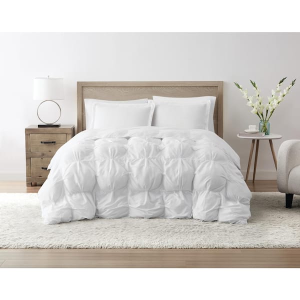 Truly Soft Oversized Puffer 3-Piece White Polyester Full/Queen Comforter Set