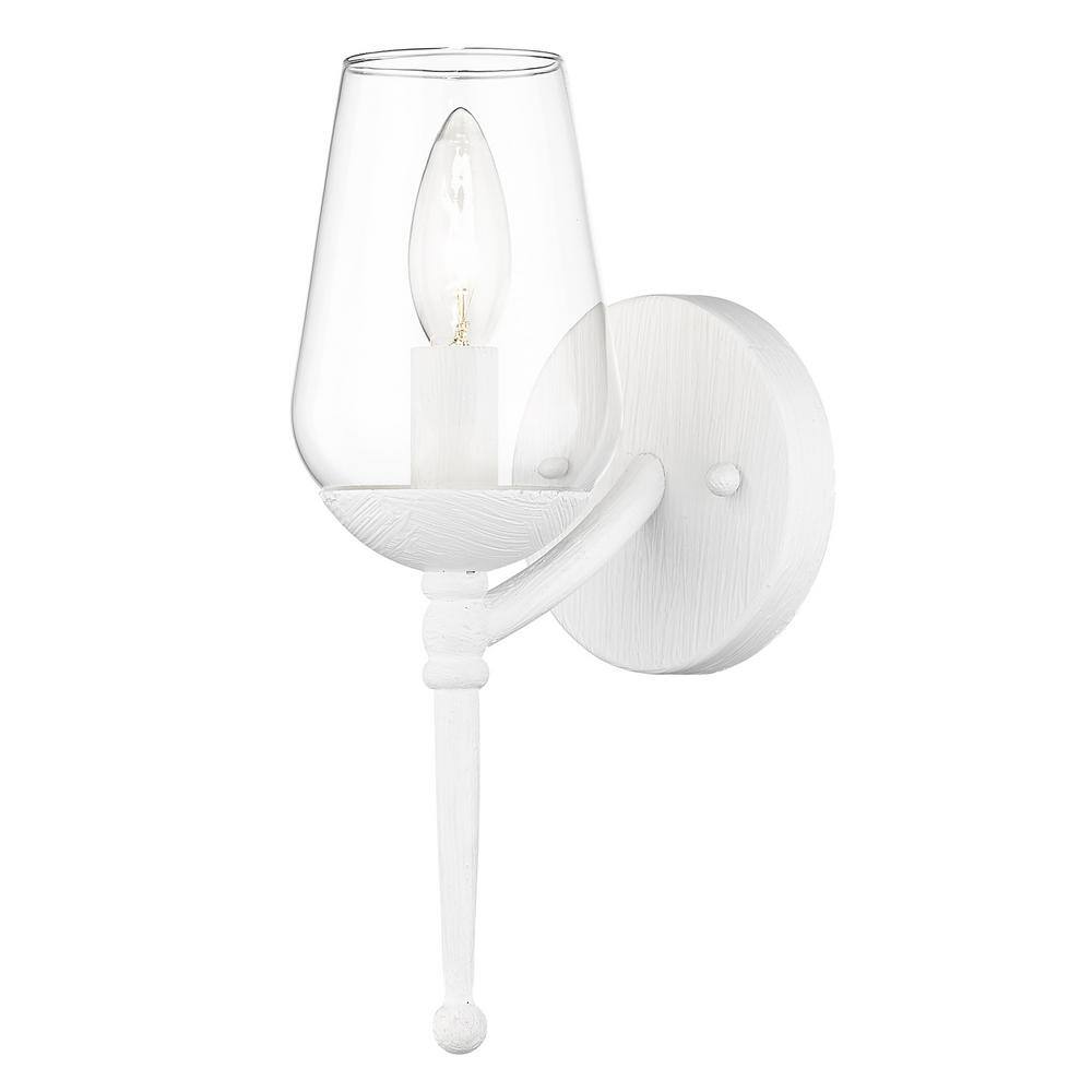 Regent Textured White Plaster Wall Sconce with Clear Glass Shade